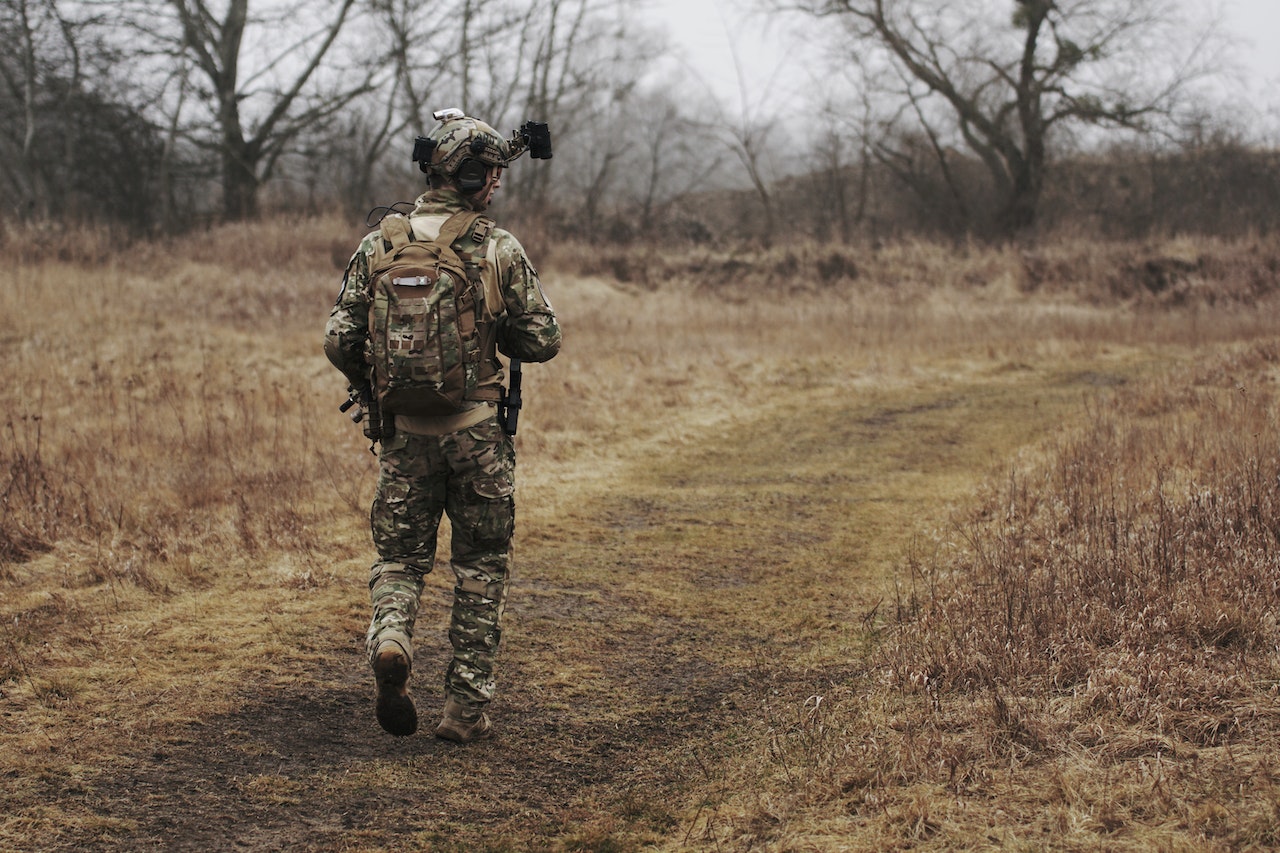 A veteran walking in the field