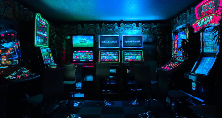 A gambling room as one of the examples of non-substance-related addictions.